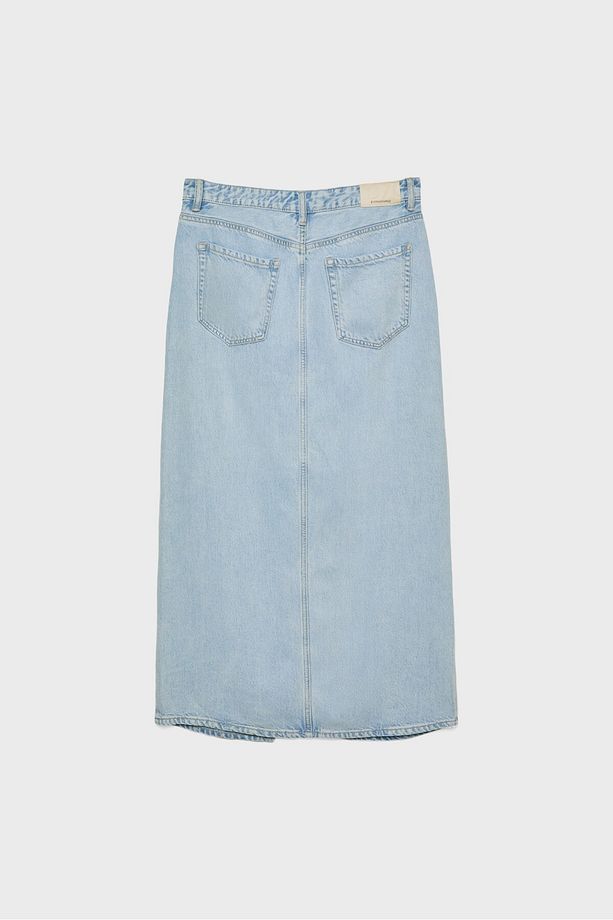 D70 dökümlü denim midi etek - 7