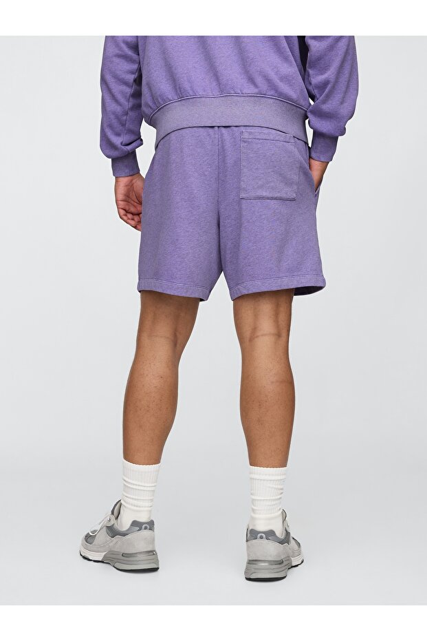 Erkek Mor Logo Vintage Şort - 4