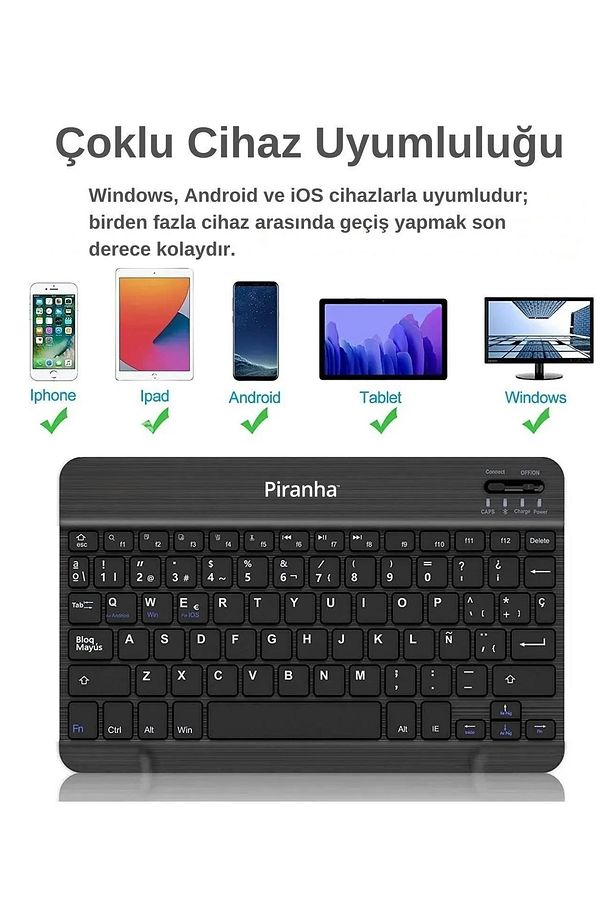 2380 Bluetooth Kablosuz Türkçe Q Klavye ve Mouse Seti / Windows - macOS - Android - 2