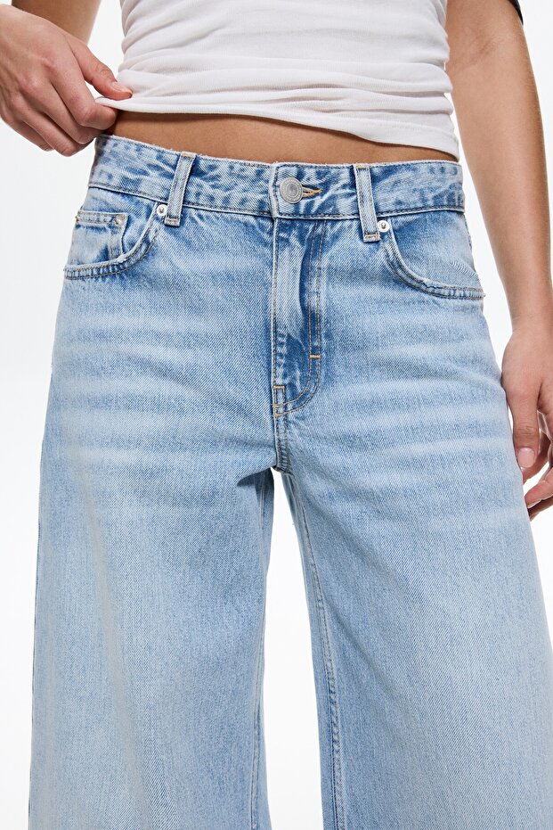 Düşük belli geniş paça jean - 4