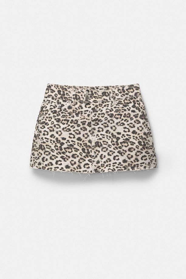 Leopar desenli kot mini etek - 7