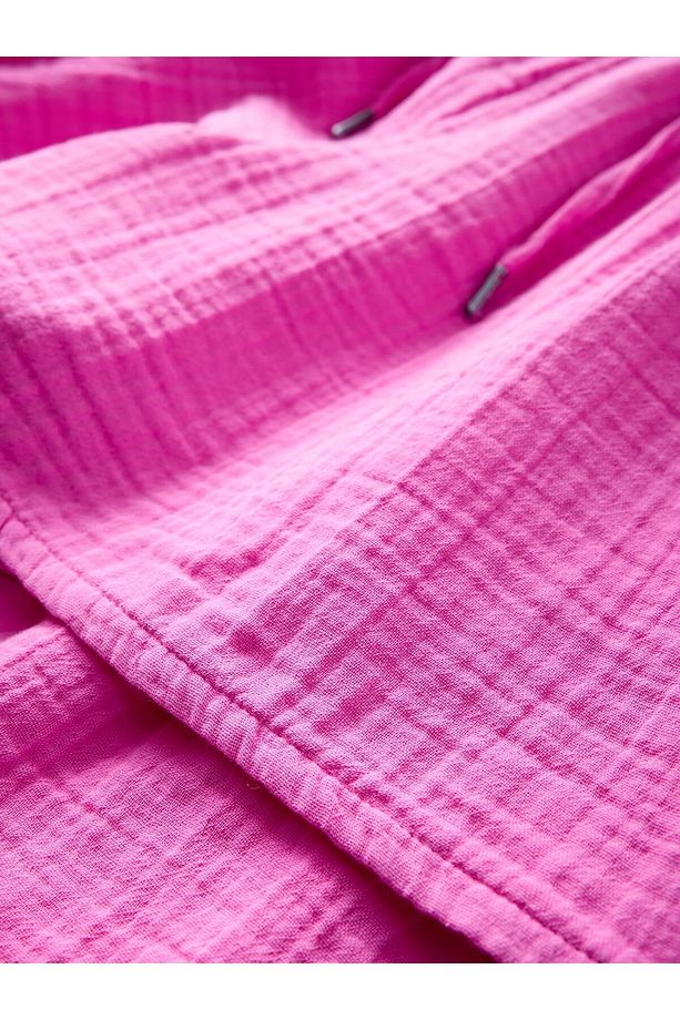 Kadın Pembe Crinkle Gauze Easy Şort - 2