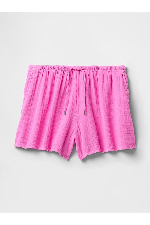 Kadın Pembe Crinkle Gauze Easy Şort - 3