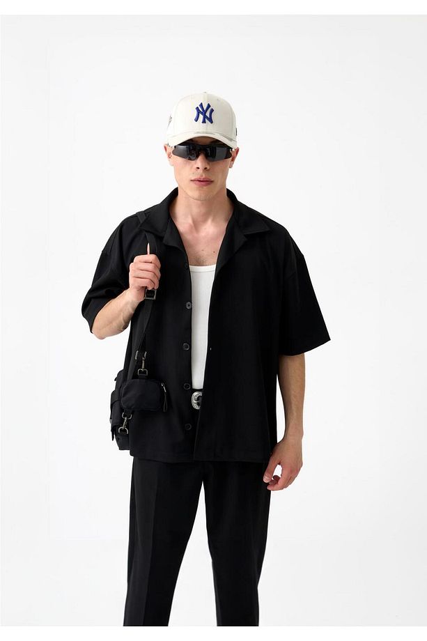 Old Money Oversize Fit Gabardin Kumaş Gömlek - 3
