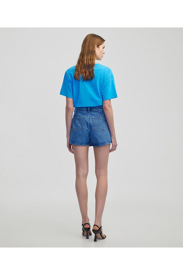 Cepli anvelop denim şort etek - 6