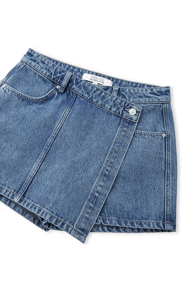 Cepli anvelop denim şort etek - 4