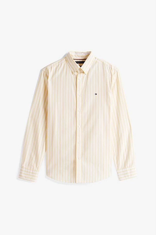 Erkek Th Flex Poplin Bold Stripe Çizgili Gömlek - Sarı - 5