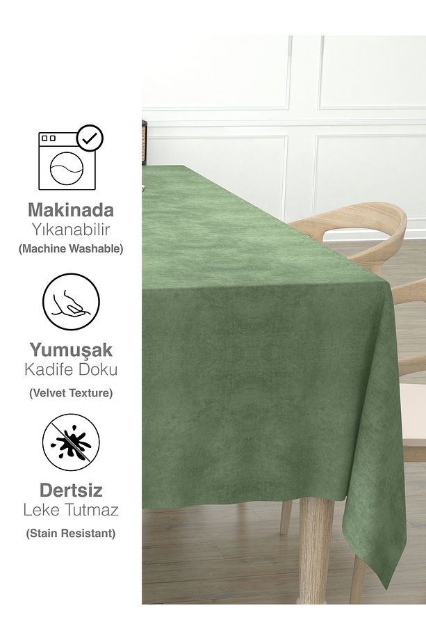 Daily Series Kadife Dokulu Ada Çayı Rengi Masa Örtüsü - 4