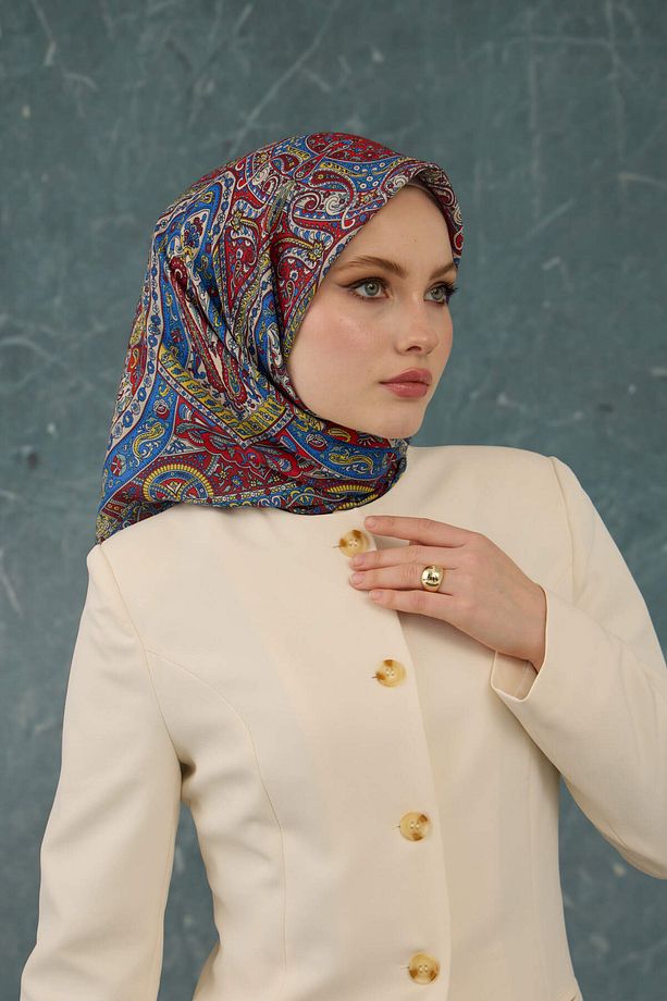 İpekhan Soft Pamuk Etro Desen Eşarp 1224-03 Kırmızı - 1