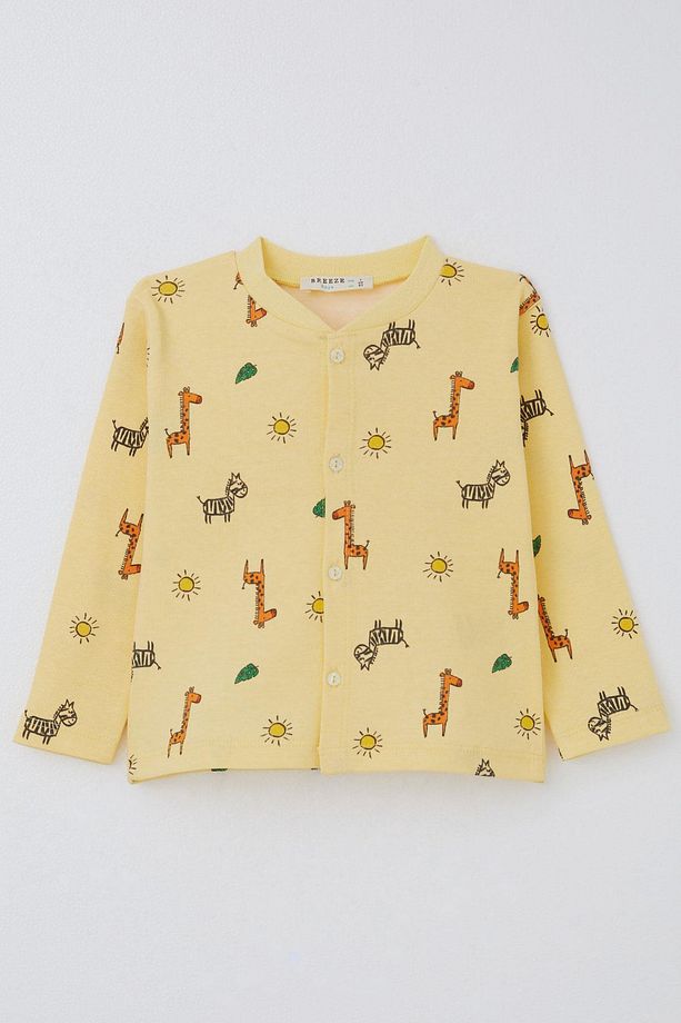 Erkek Bebek Pijama Takımı Minik Safari Temalı Hayvancık Desenli 4 Ay-1 Yaş, Sarı - 2
