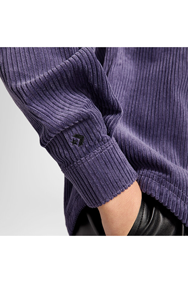 Classic Kadın Kadife Mor Gömlek - 4