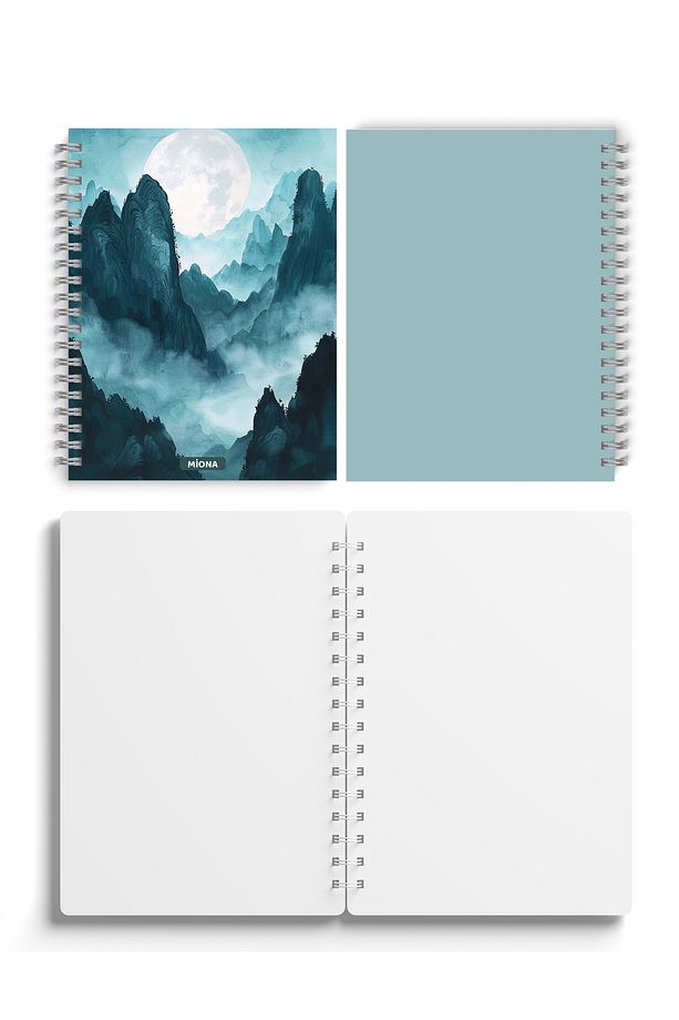 A5 Spiralli Karton Kapak 2’li Set 80 Gram 60 Yaprak Çizgisiz Okul Defteri , Notebook - 5