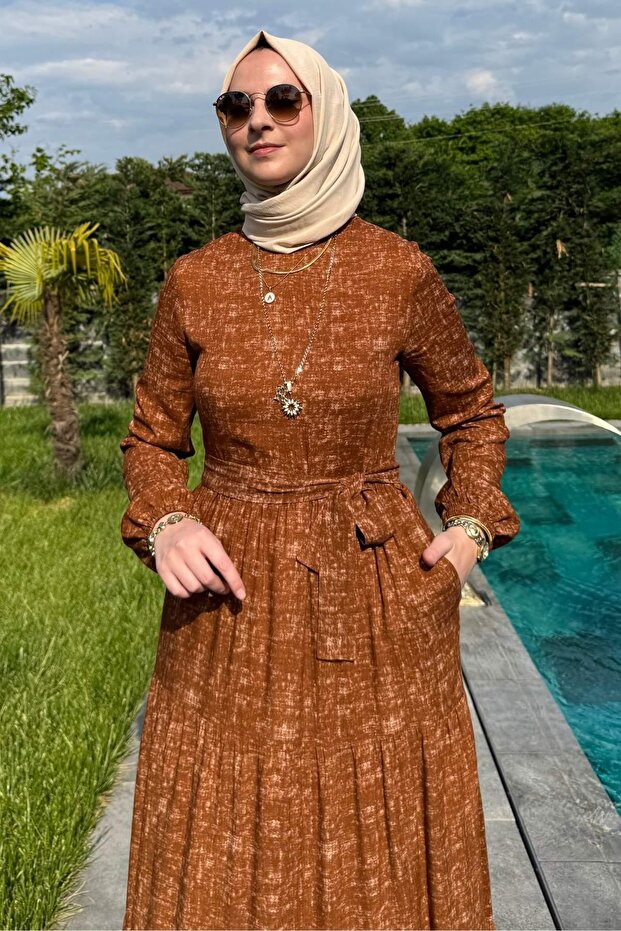 Kot Efektli Elbise Kiremit - 7