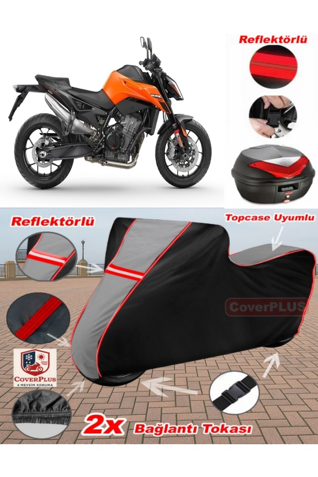 Ktm 790 Duke Tarpaulin Topcase Compatible Motorcycle Tarpaulin (Grey-Black Red Stitched)