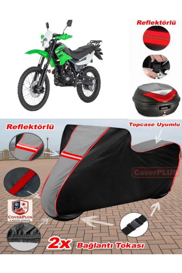 Mondial X-Treme Moto Cross Tarpaulin Topcase Compatible Motorcycle Tarpaulin (Grey-Black Red Stitched)