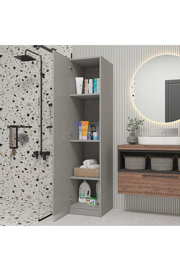 Yaman Luna Tek Kapaklı 4 Raflı Çok Amaçlı Mutfak Kiler Ve Banyo Dolabı - 3