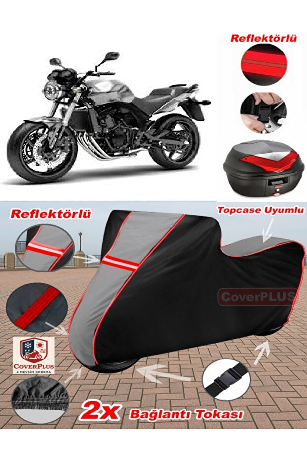 Honda Cbr 600 Fa Tarpaulin Topcase Compatible Motorcycle Tarpaulin (Grey-Black Red Stitched)