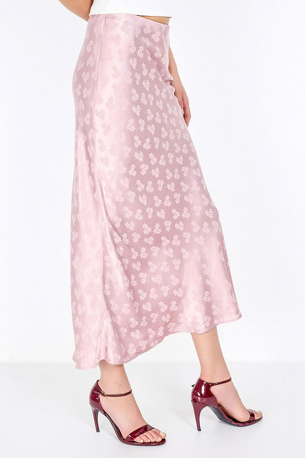Jakarlı Pembe Midi Etek - 4