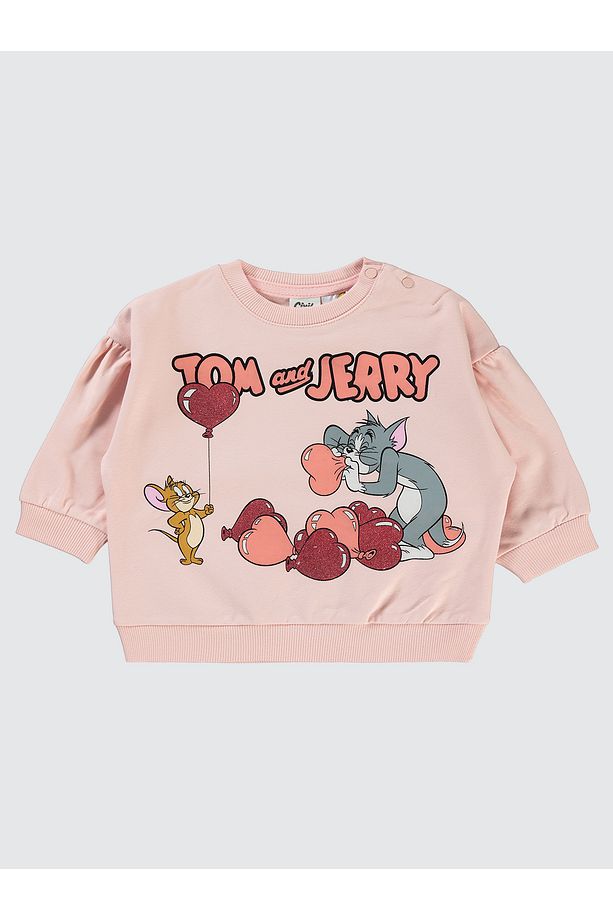 Tom Ve Jerry Kız Bebek Sweatshirt 6-18 Ay Somon - 1