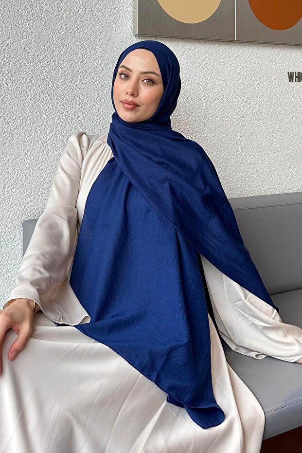 شال قطني مريح باللون الأزرق منتصف الليل
