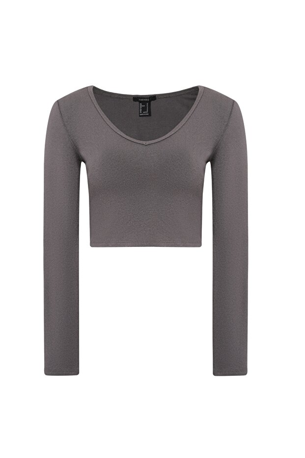 Dikişsiz V Yaka Tişört - 1