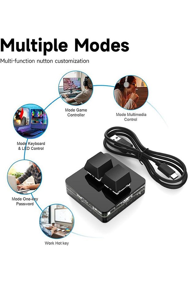 2 Tuşlu Mini Klavye Makro Klavye Mekanik Rgb Pın Klavyesi Programlanabilir Windows Ve Mac Için - 5