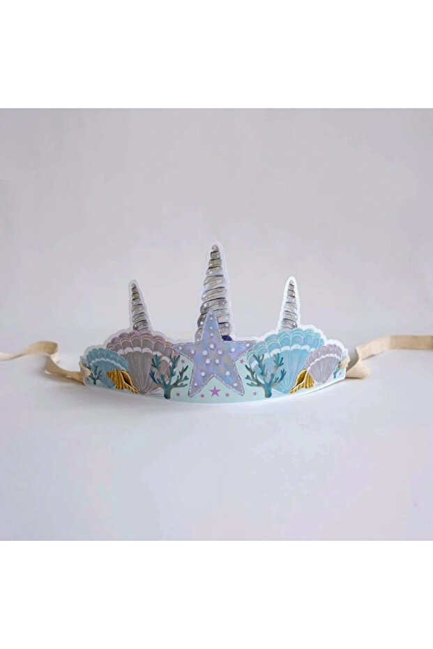 Mermaid Themed 10 Pieces Cardboard Kids Crown 10 Pieces