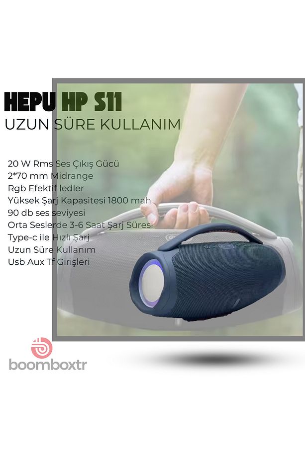 HP-S11 Taşınabilir Şarjlı Bluetooth Hoparlör Usb,Aux,Tf Rgb 20w Rms 95 DB 1800 Mah TWS - 4