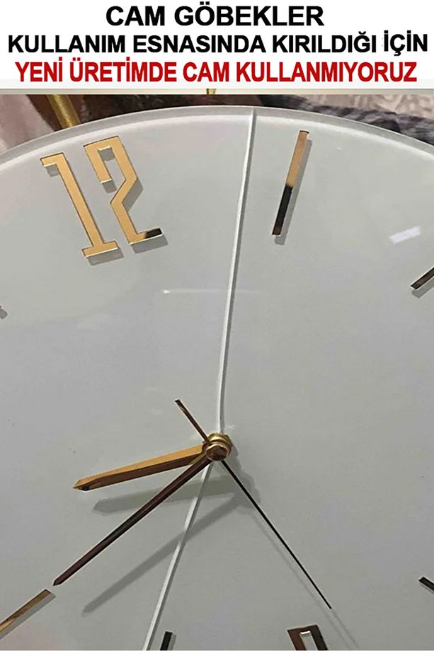 Led'li Gold Tiktok Kristal (ORTA BOY 40X60 CM), Modern Dekoratif Sarkaçlı Metal Duvar Saati - 5