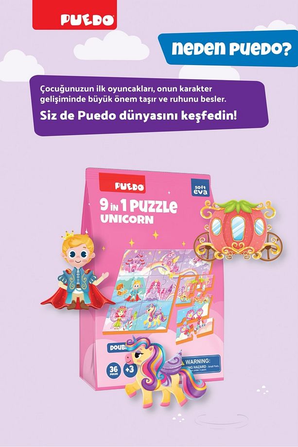 36 Parça 9in1 Çift Taraflı Puzzle - Unicorn - 6
