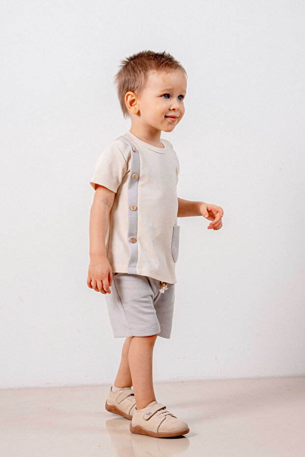 Baby Kids Gray Cotton 2 Piece Set Printed First I'M Trend Fashion Bottom Top Set