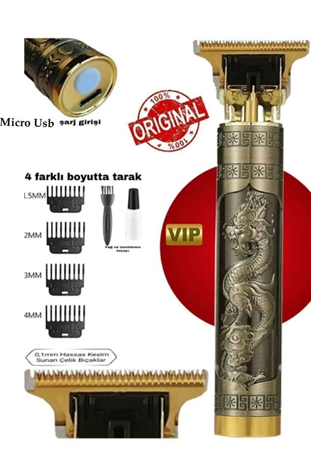 Premium Profesyonel Vintage Saç Sakal Ense Tüm Vücut Tüyü Lazer Epilasyon Öncesi Tıraş Makinesi - 4