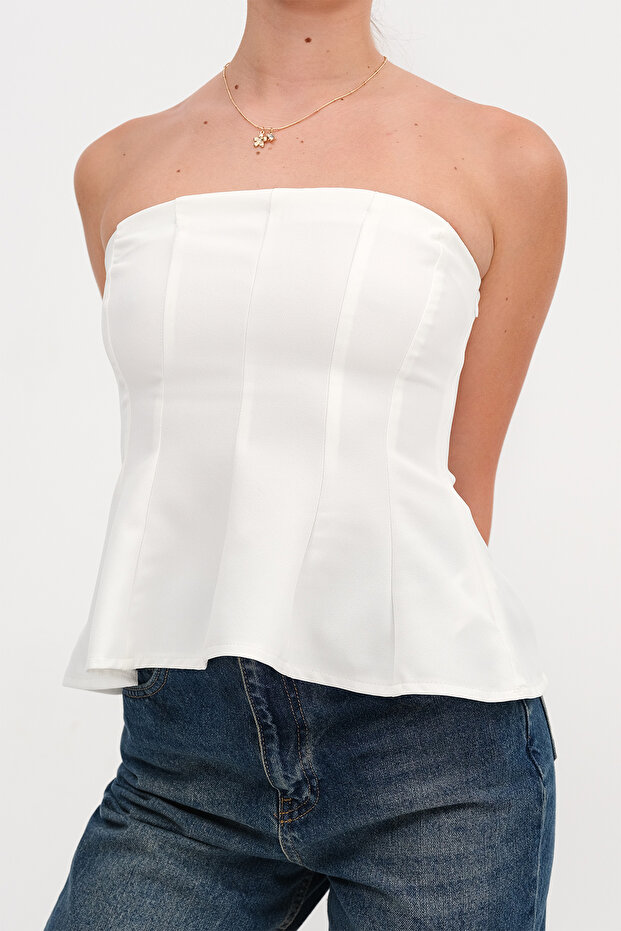 بلوزة بسحاب بدون حمالات B17237 - 2