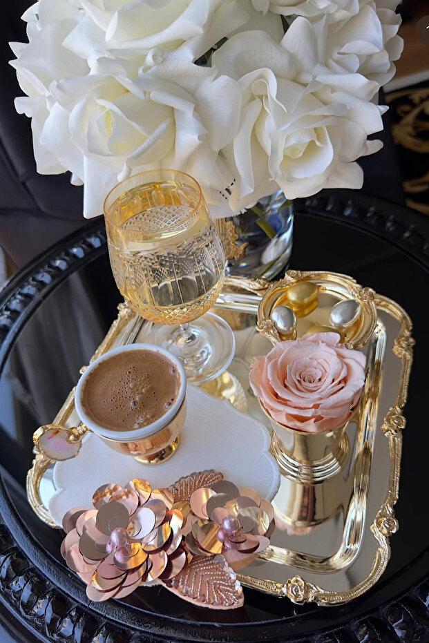 Pudra pembe pullu çiçekli tasarım 2li kokteyl peçete - 1