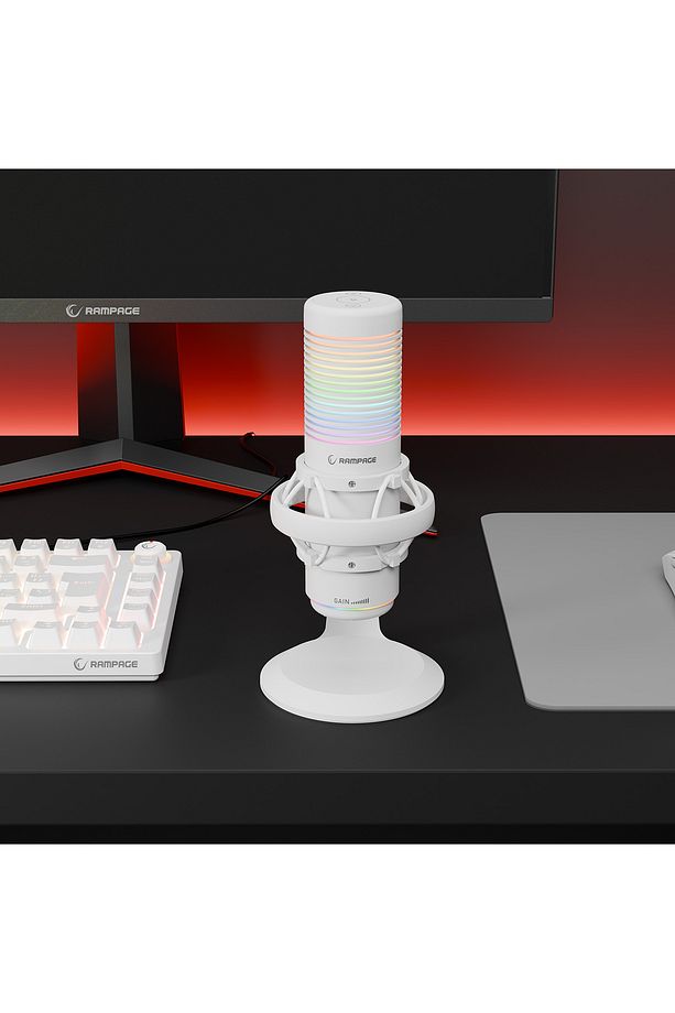 Bemol Beyaz Rgb Shock Mount Oyuncu Mikrofonu Yayıncı Mikrofonu Youtuber Mikrofonu - 2