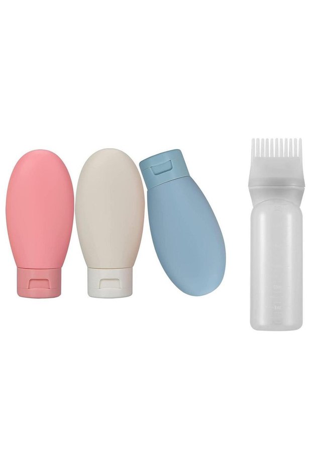 Comb Hair Coloring Bottle + 3 Travel Type Refillable Cream Shampoo Box