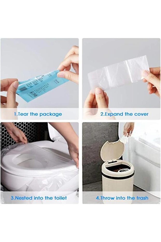 50 Adet Tek Kullanımlık Klozet Kapağı Pedi Koruyucusu Hijyenik Tek Kullanımlık Klozet Kapağı Poşeti - 4