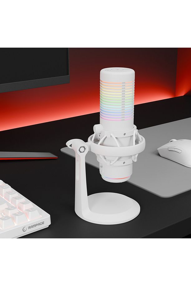 Bemol Beyaz Rgb Shock Mount Oyuncu Mikrofonu Yayıncı Mikrofonu Youtuber Mikrofonu - 3