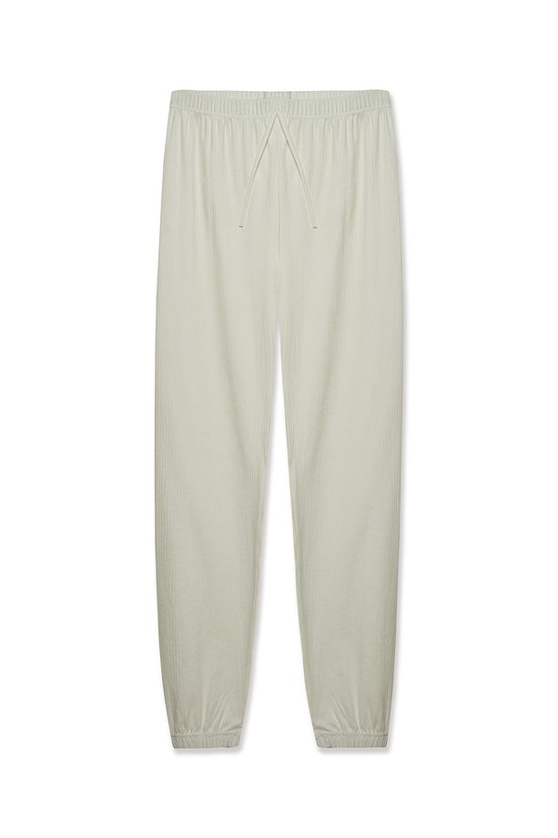 Pamuklu Fitilli Paça Lastikli Kadın Pijama Alt - 4