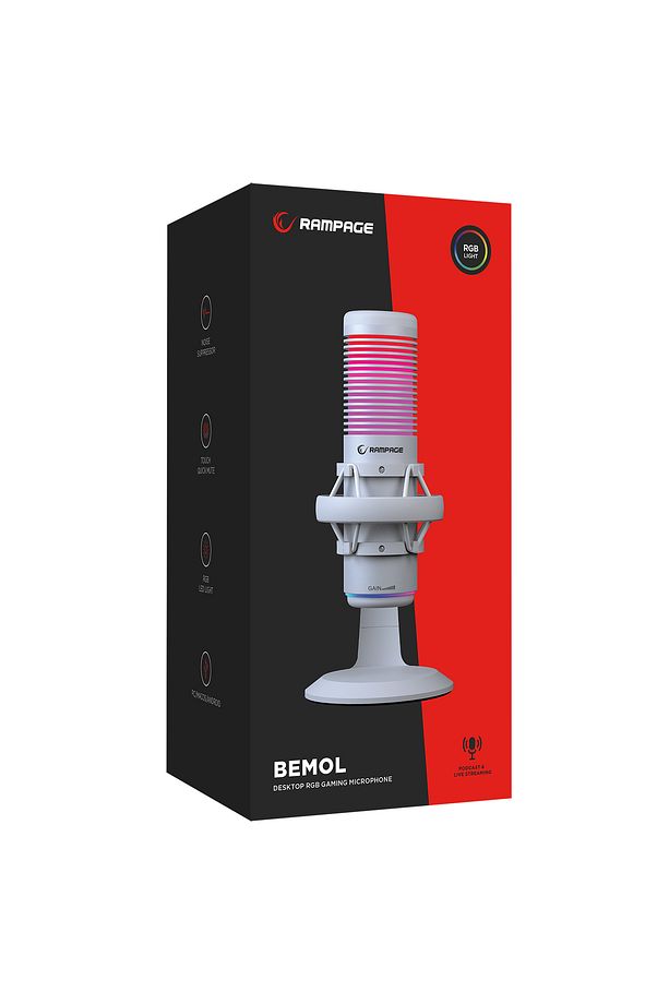 Bemol Beyaz Rgb Shock Mount Oyuncu Mikrofonu Yayıncı Mikrofonu Youtuber Mikrofonu - 4