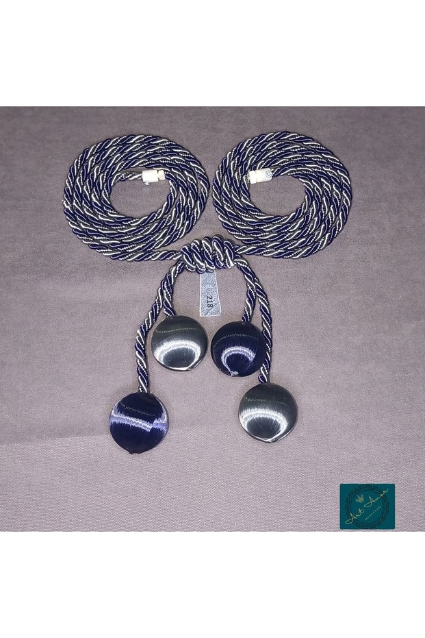 4 Bulk Navy-Dark Grey (218) Silk String Wrap Fund Tulle Double Curtain Ceiling Tie Accessory