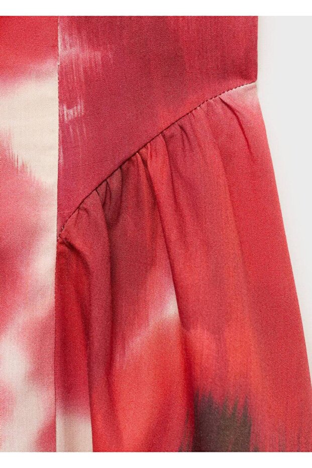 Çiçek desenli evaze elbise - 8