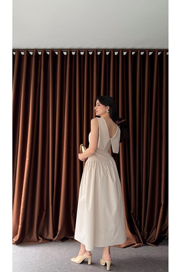 Rochie asimetrică crem - 2