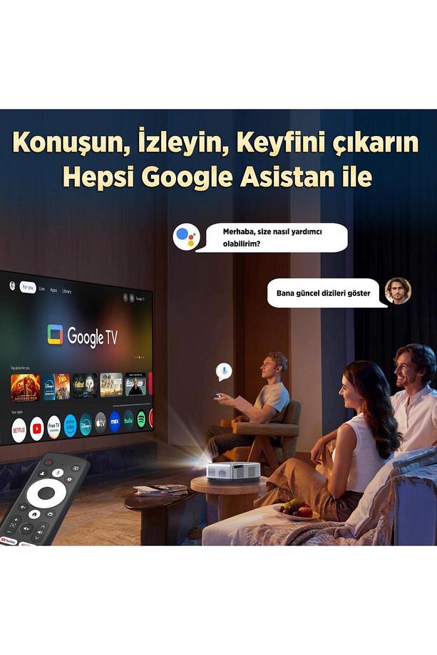 Performance V700G Android Google TV HDR10+ 4K Destekli Projeksiyon Cihazı +Auto Focus+Auto Ke - 7