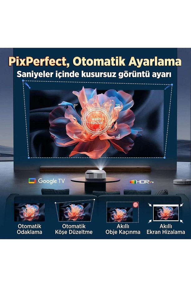 Performance V700G Android Google TV HDR10+ 4K Destekli Projeksiyon Cihazı +Auto Focus+Auto Ke - 4