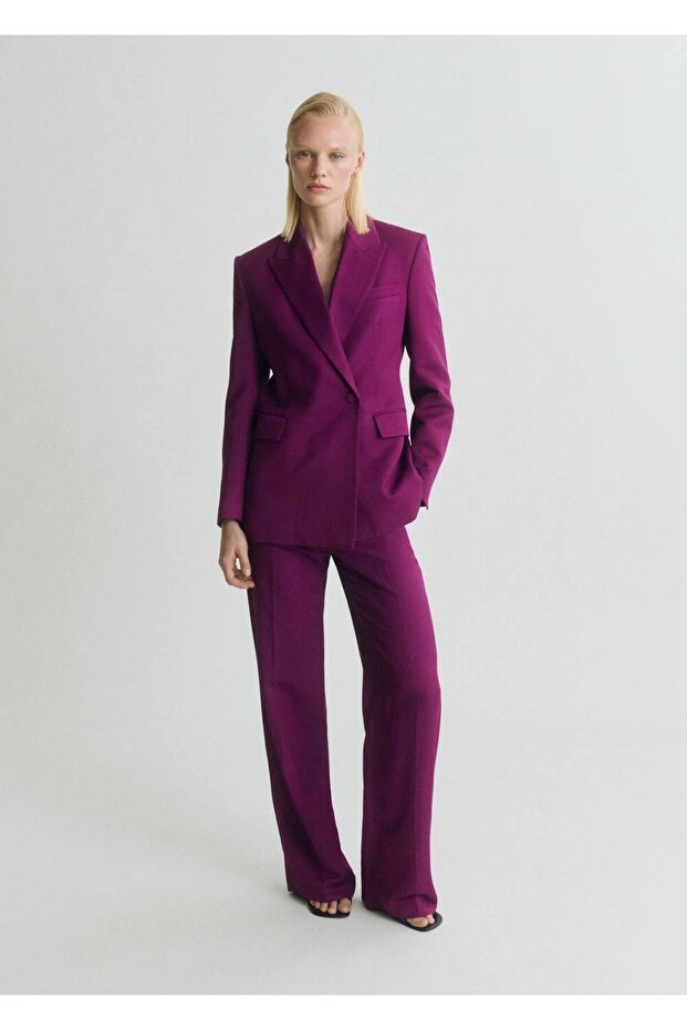 Ketenli Kruvaze Blazer Ceket - 2