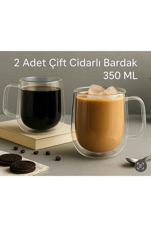350 ml 2li Çift Camlı Çift Cidarlı Bardak - 1
