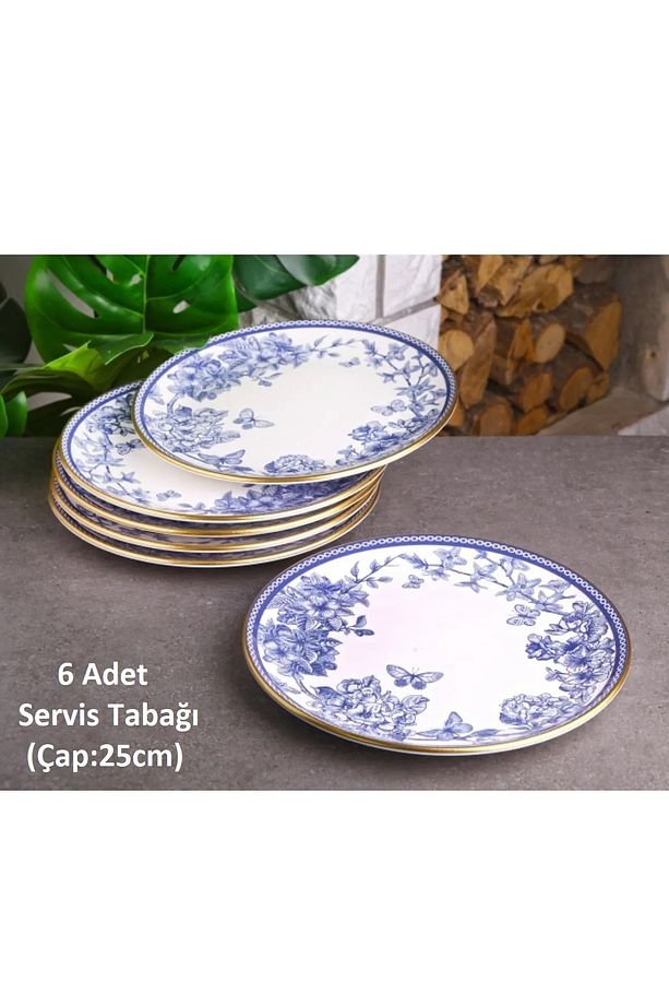 40 Parça 6 Kişilik Seramik Pasta Servis Kahvaltı Sunum Tabağı Takımı - 3