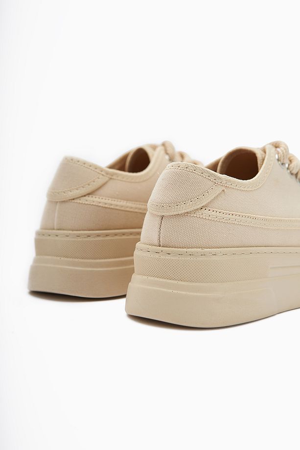 Sassa Bej Yüksek Tabanlı Bağcıklı Kadın Sneaker - 5