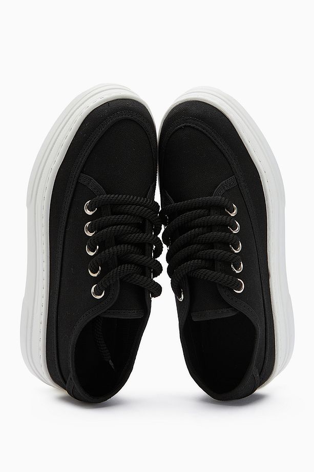 Sassa Siyah Yüksek Tabanlı Bağcıklı Kadın Sneaker - 4